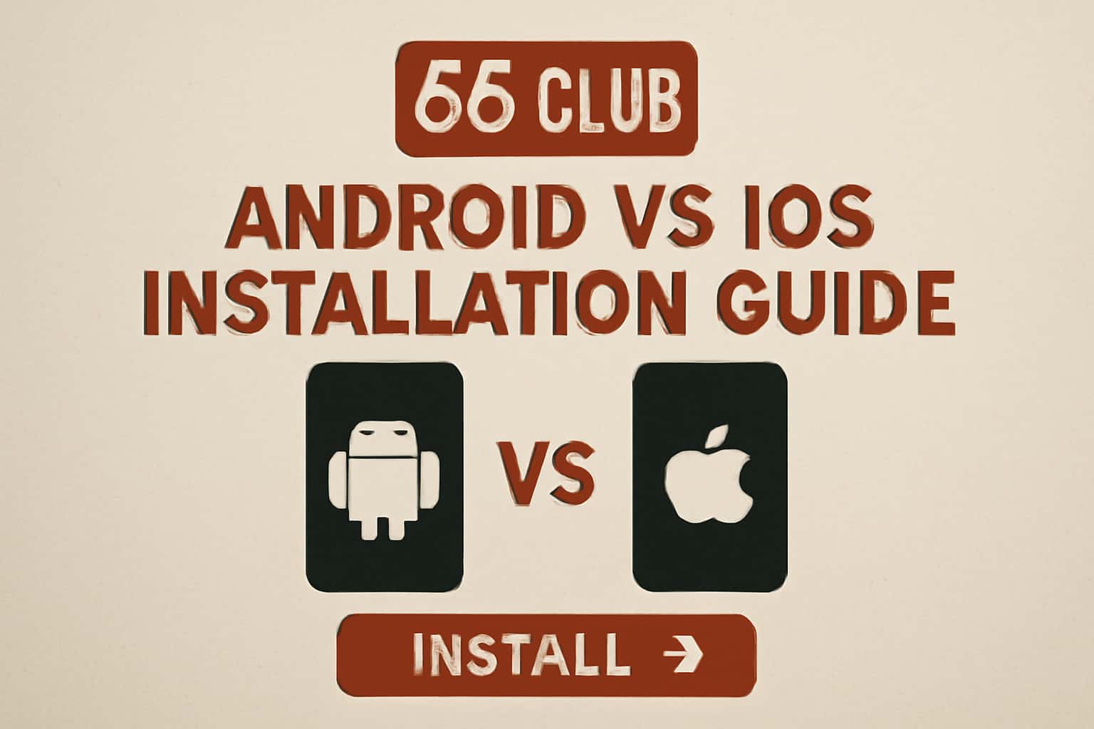 Informational graphic detailing the 66 Club installation process for Android and iOS.