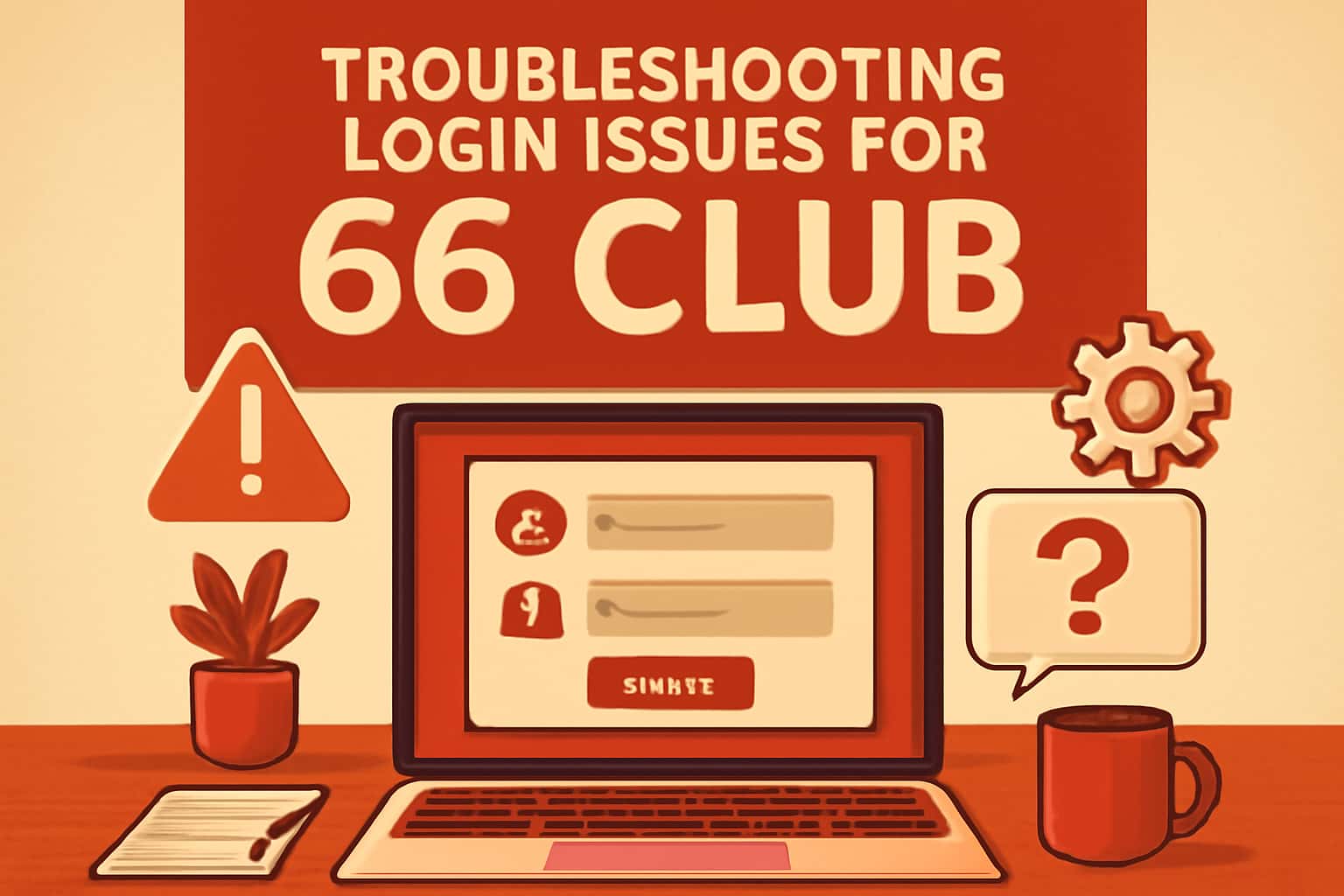 Informational image depicting troubleshooting steps for the 66 Club app login.