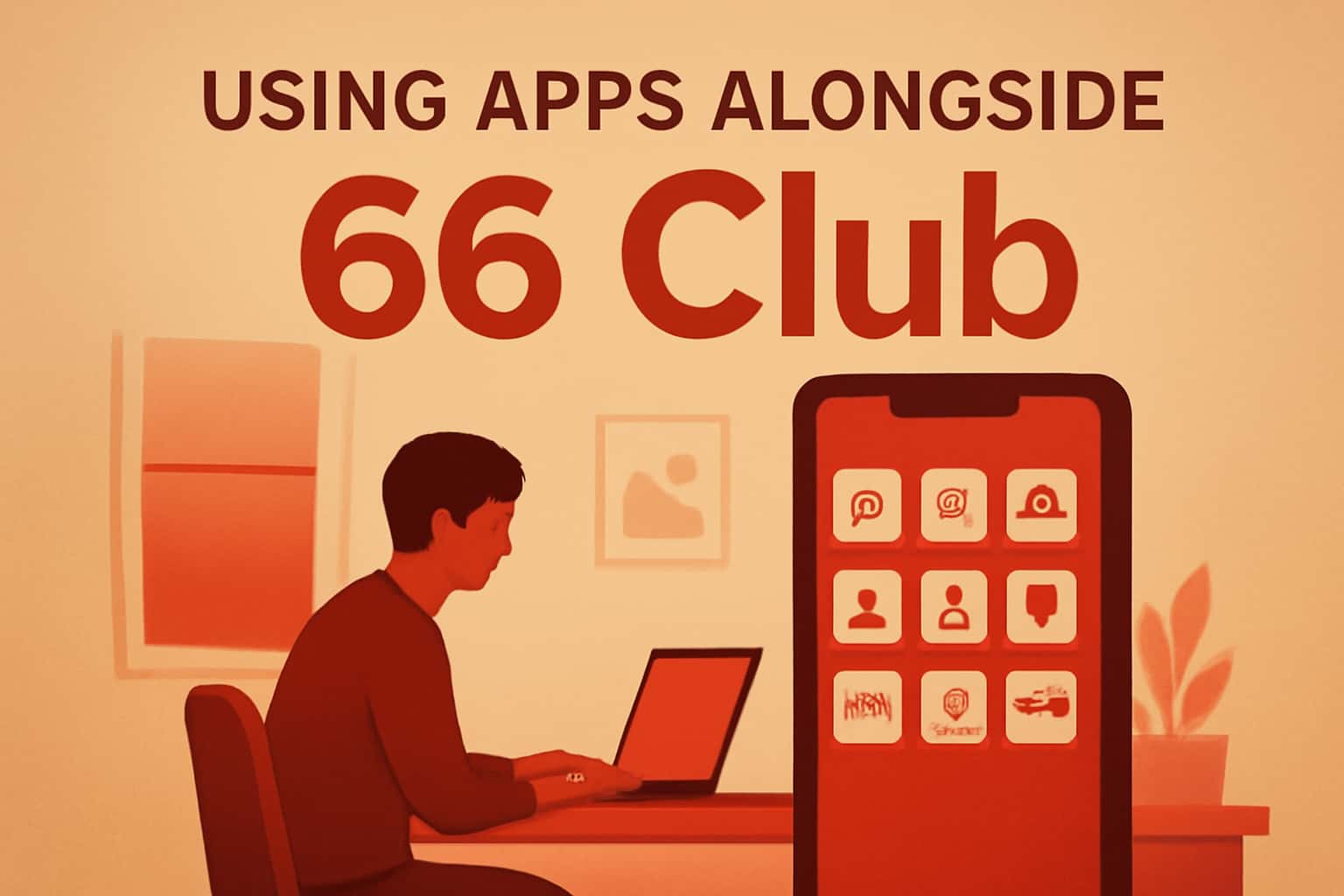An informative scene showcasing the 66 Club app interface with relevant features highlighted.